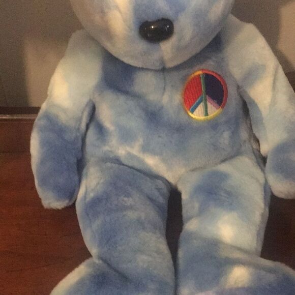 Ty Blue Beanie Buddy Peace 2003 Bear - Picture 3 of 11